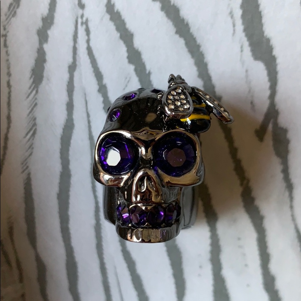 Alexander McQueen skull cocktail ring sz 7 100% au